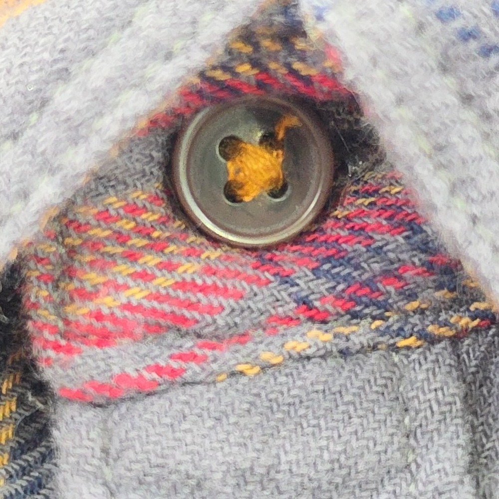 Lucky Brand Shirt Men's L Orange Gray Grey Plaid Saturday Stretch Snap Buttons - Picture 7 of 16